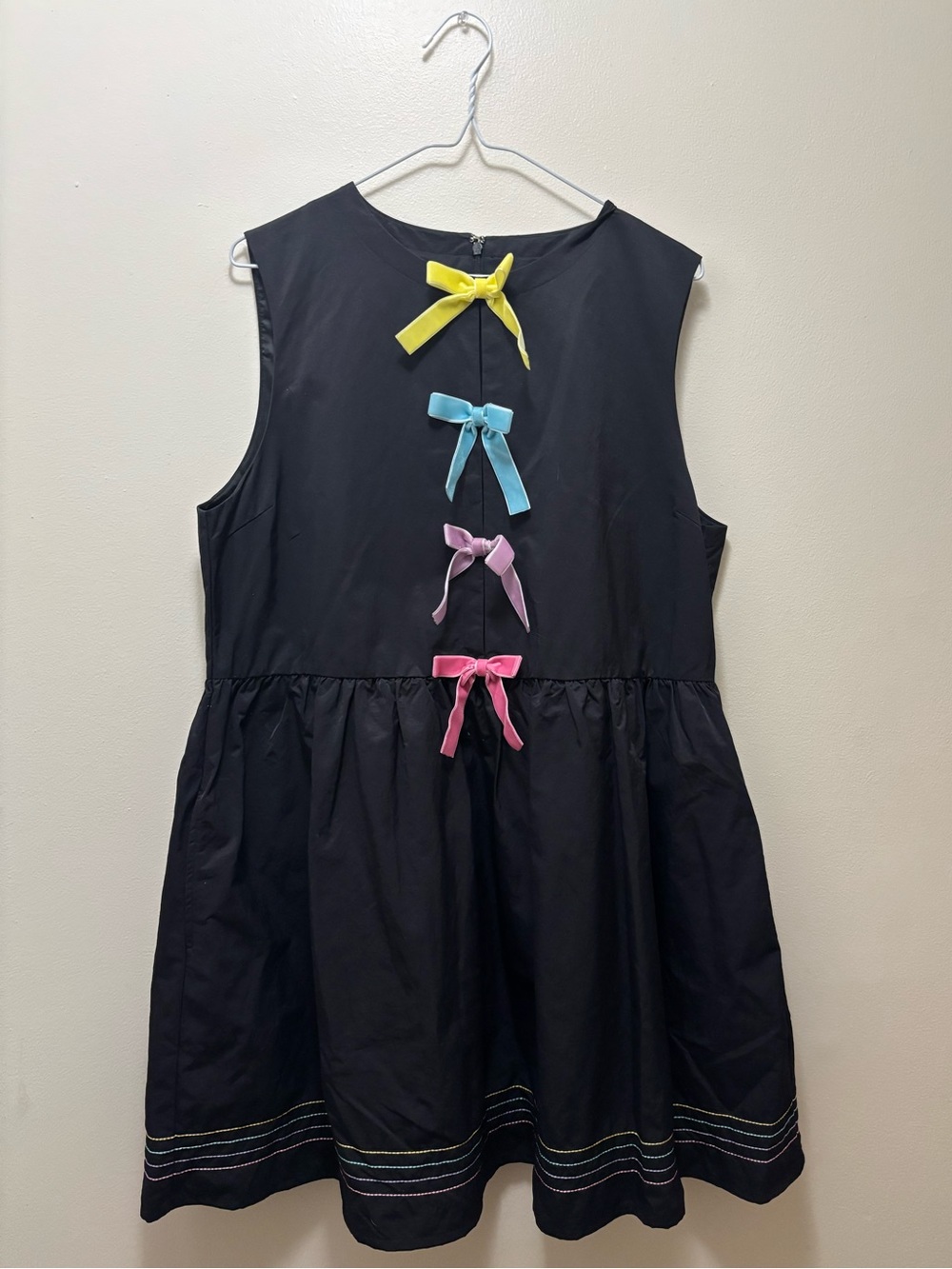 Teddy Fresh party dress - pastel velvet bows rainbow stitching whimsical whimsy